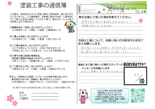 奈良県磯城郡三宅町I様邸　外壁塗装・屋根塗装工事のお客様の声
