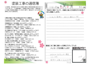 奈良県天理市I様邸　外壁塗装・屋根塗装・防水工事のお客様の声