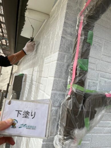 奈良県奈良市A様邸　外壁塗装・屋根塗装・防水工事 外壁下塗り