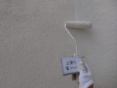 奈良天理市K様邸　外壁塗装・屋根塗装工事 外壁上塗り