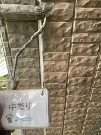 奈良磯城郡田原本町M様邸　外壁塗装工事 外壁中塗り