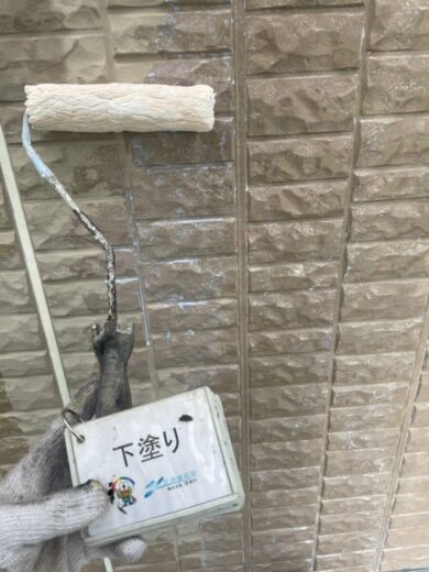 奈良磯城郡田原本町M様邸　外壁塗装工事 外壁下塗り