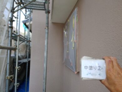 奈良磯城郡川西町M様邸　外壁塗装工事 外壁中塗り②