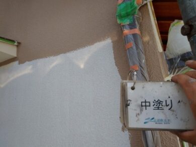 奈良磯城郡川西町M様邸　外壁塗装工事 外壁中塗り
