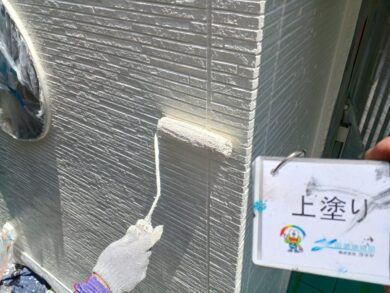 奈良大和郡山市H様邸　外壁塗装・屋根塗装・防水工事 外壁上塗り