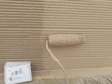 奈良天理市S様邸　外壁塗装・屋根塗装・防水工事 外壁上塗り