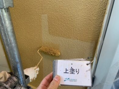 奈良磯城郡三宅町T様邸　外壁塗装・防水工事 外壁上塗り