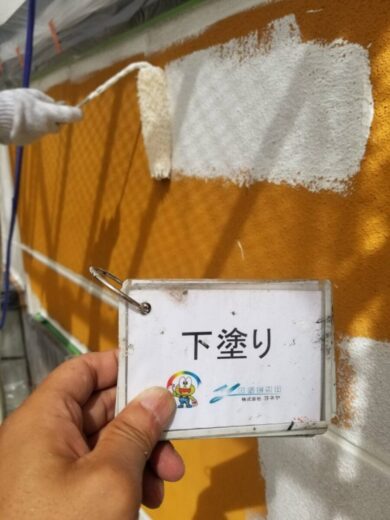 奈良県磯城郡川西町H様邸　外壁塗装・屋根塗装工事 外壁下塗り